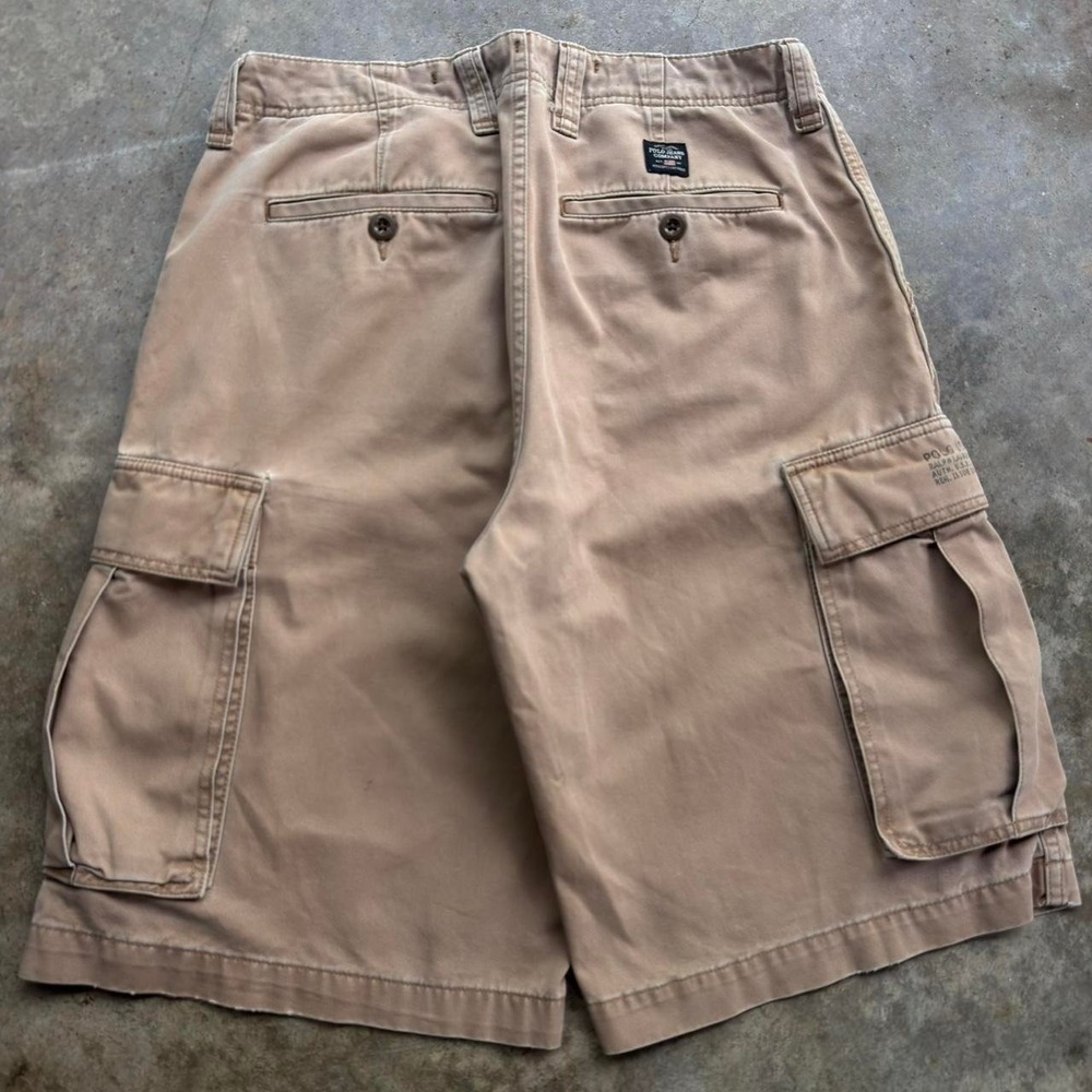 Vintage Y2K Polo Jeans Company Cargo Shorts Earth Tones Utility Size 34 (d2)